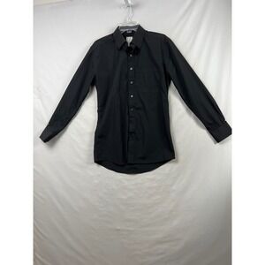 Oobe Dress Shirt Mens S Black Solid Long Sleeve Button Down Point Collar Pocket
